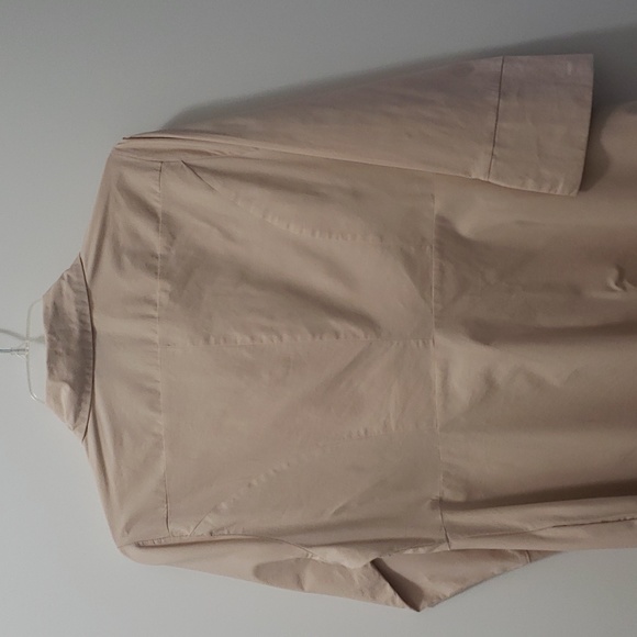 Dennis Basso Blush Button Down Cotton Spandex Flattering Tunic Top with Pockets - Picture 3 of 8